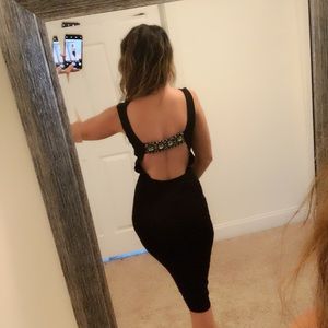 Zara Embellished open back black dress